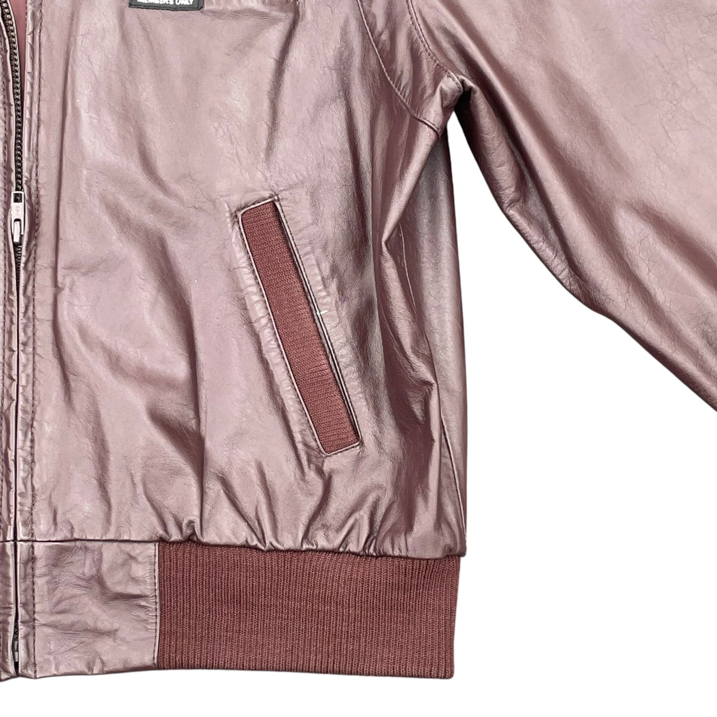 Members Only Y2K Leather Bomber Jacket Oxblood Burgundy 44 XL