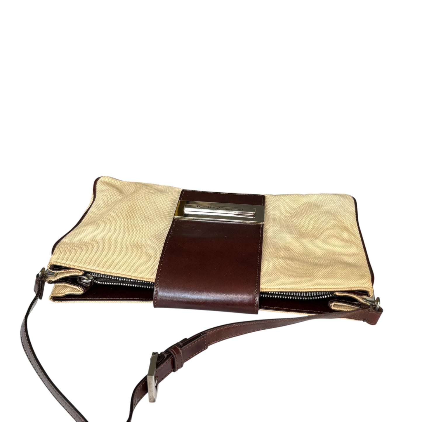 Fendi Y2K XL Baguette Eru Canvas Two-Tone Slim Leather Purse