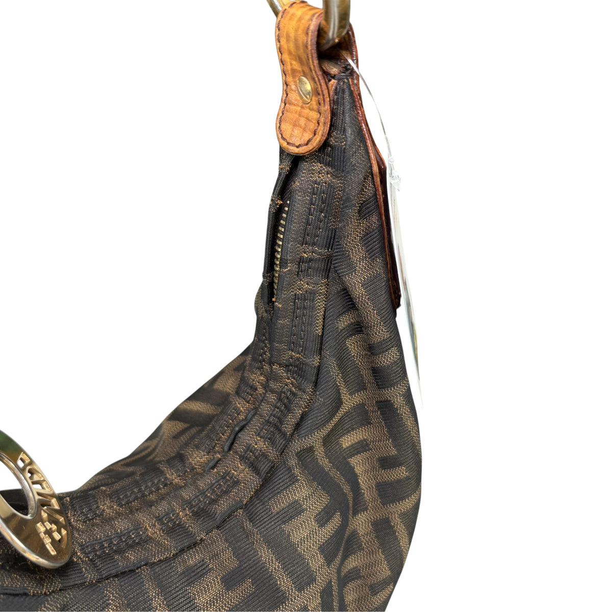 Fendi Y2K Zucca Embossed Lizard Chef Shoulder Purse