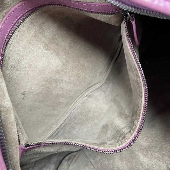 Bottega Veneta Distressed Large Purple Leather Woven Hobo Shoulder Bag Z…