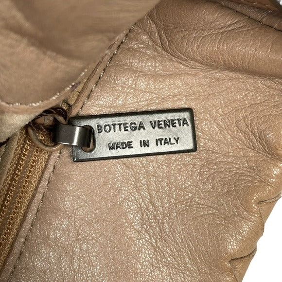 Bottega Veneta Creme Tan Taupe Leather Woven SideBag Crossbody Purse Hobo Bag