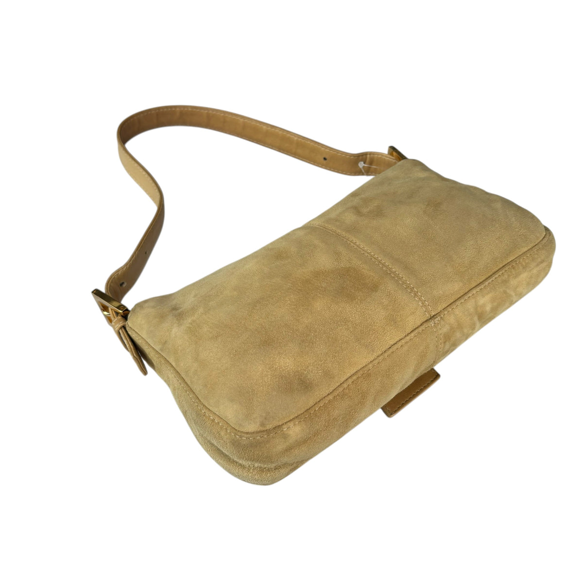 Fendi Y2K Baguette Suede Leather Gold / Gold Tan Shoulder Purse