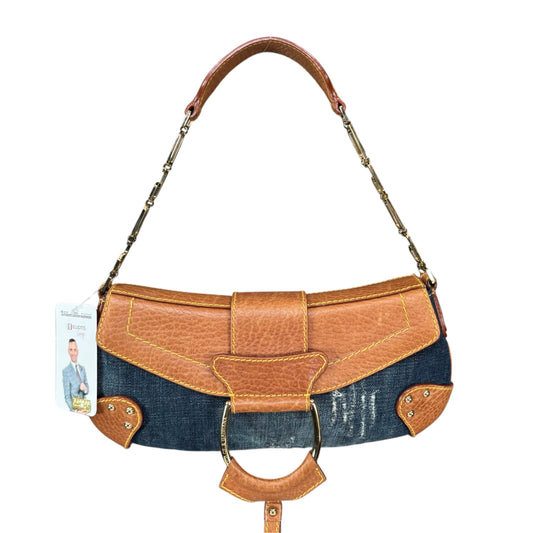 Dolce & Gabbana Y2K O-Ring Distressed Denim Gold Purse
