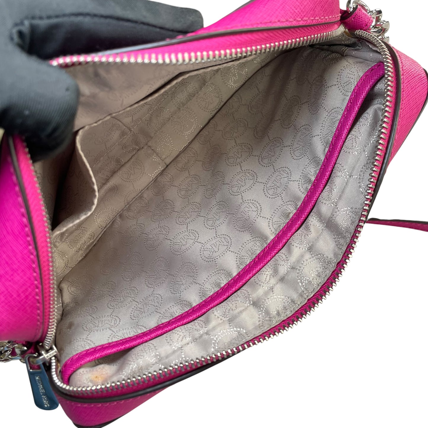Michael Kors Fushia Saffiano Leather SHW Pink Jet Set Crossbody