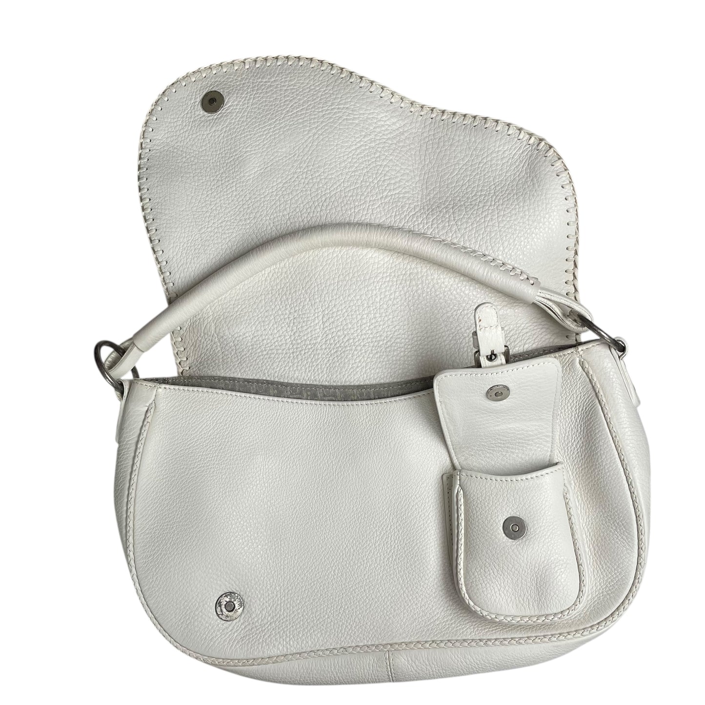 Christian Dior White Gaucho Large Y2K Top Handle Single Flap Shoulder Purse