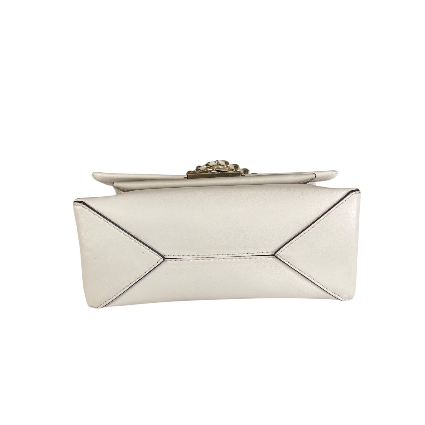 Michael Kors Cece Flap Chain Bag Cream Leather GHW 2-Way Top Handle