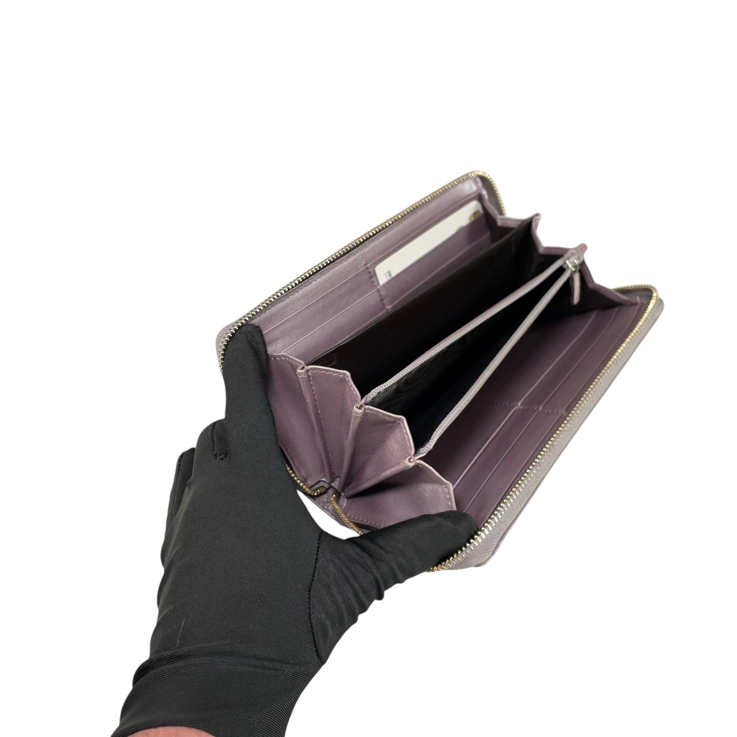 Gucci Guccissima GHW Metallic Lilac Zip Around Wallet GG Embossed Leather