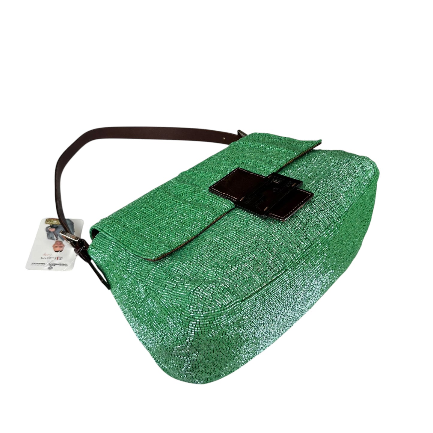 Fendi Y2K Mama Baguette Large Mint Beaded Shoulder Purse