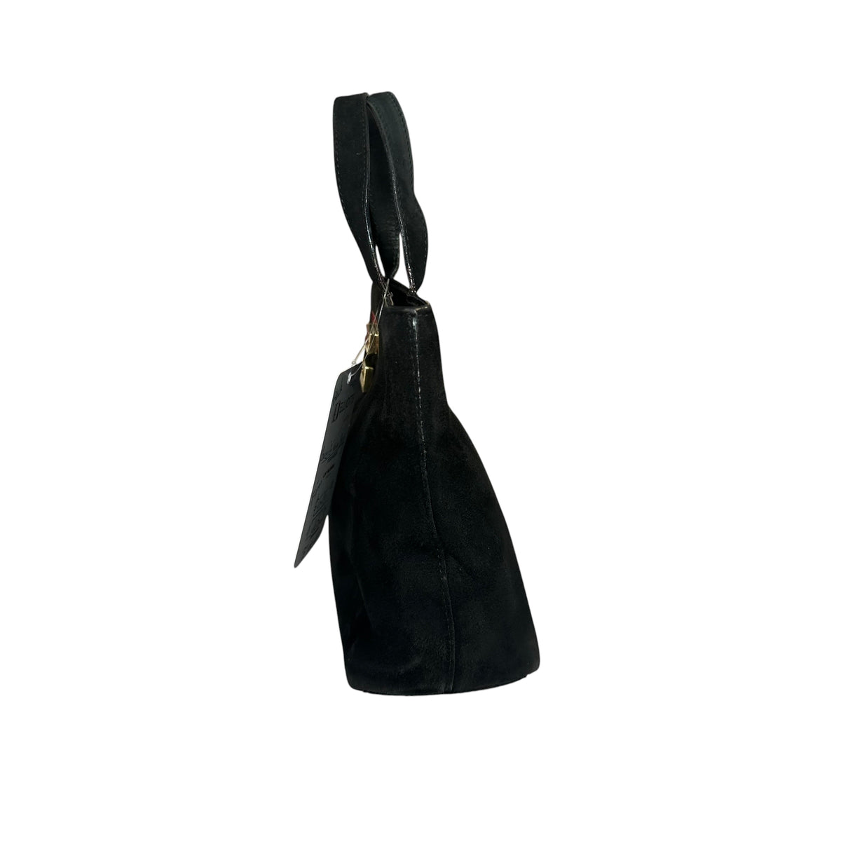 Gucci G Black Suede. Leather GHW Mini Tilt-Lock Top Purse