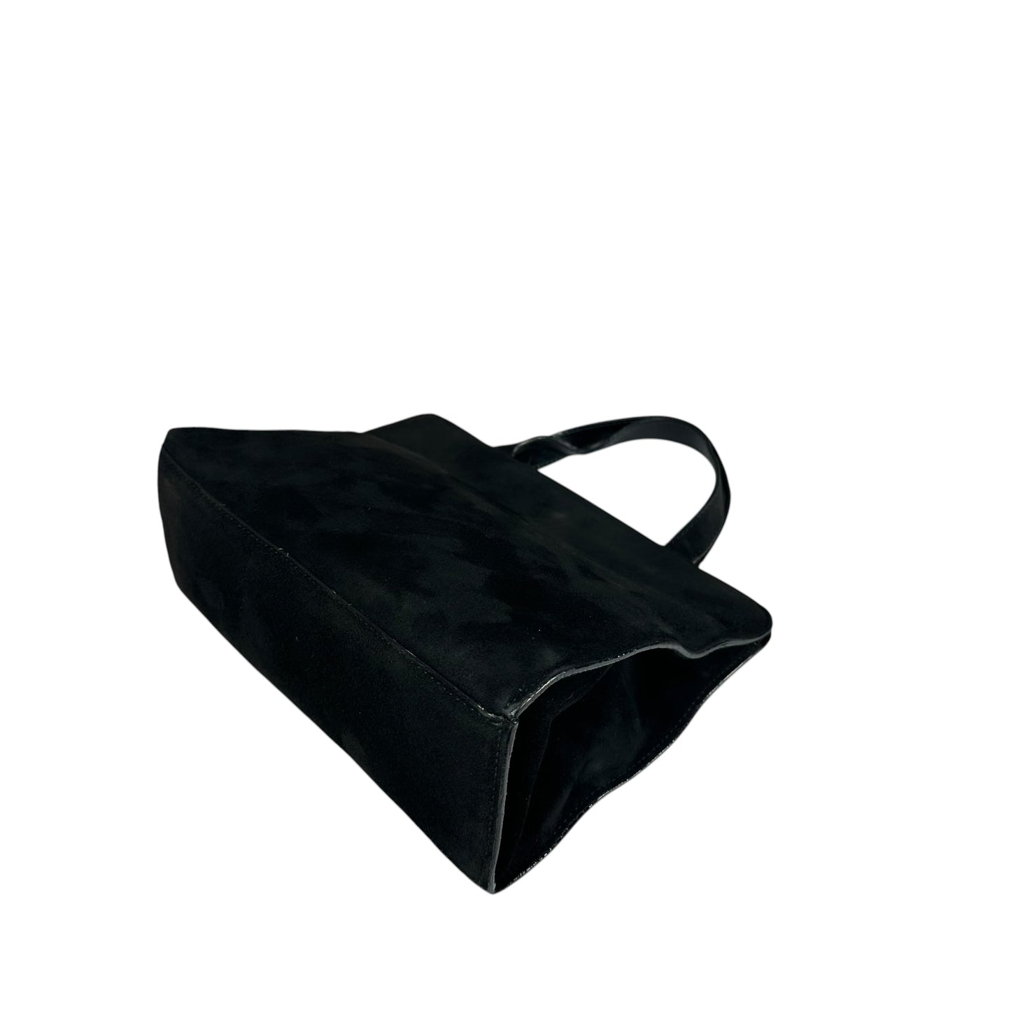 Gucci G Black Suede. Leather GHW Mini Tilt-Lock Top Purse