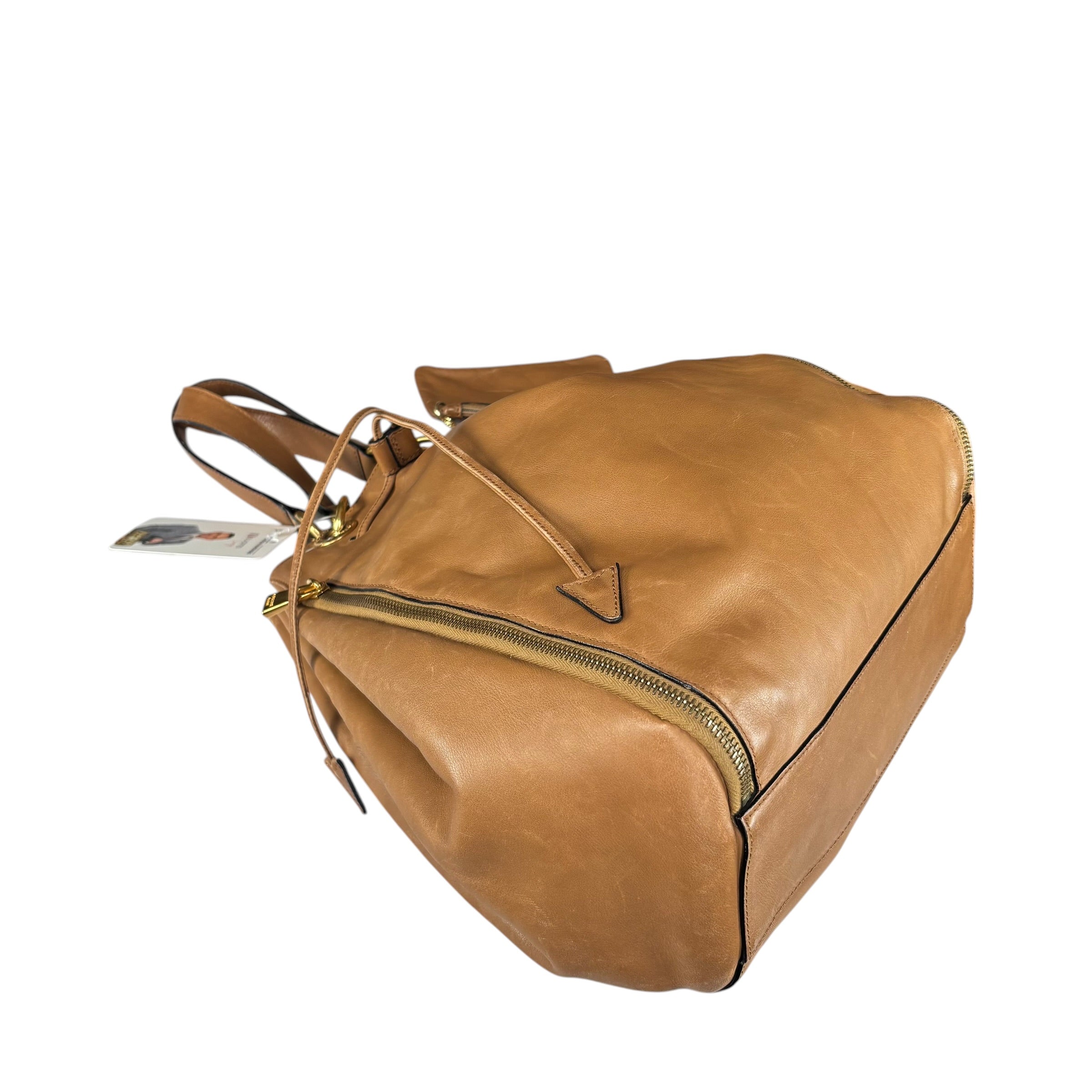 Celine Gold Brown Leather GHW Pouch Drawstring Bucket Hobo Bag