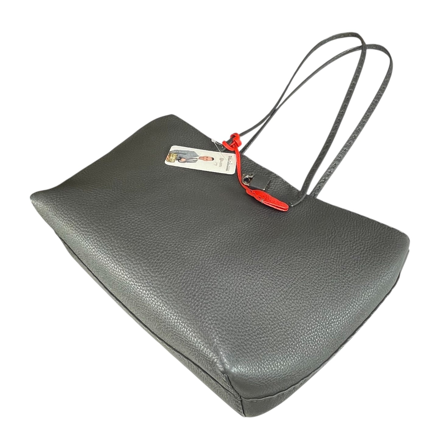 Fendi Selleria Grey / Red Sterling Silver  Pebbled Leather Lock Medium Tote