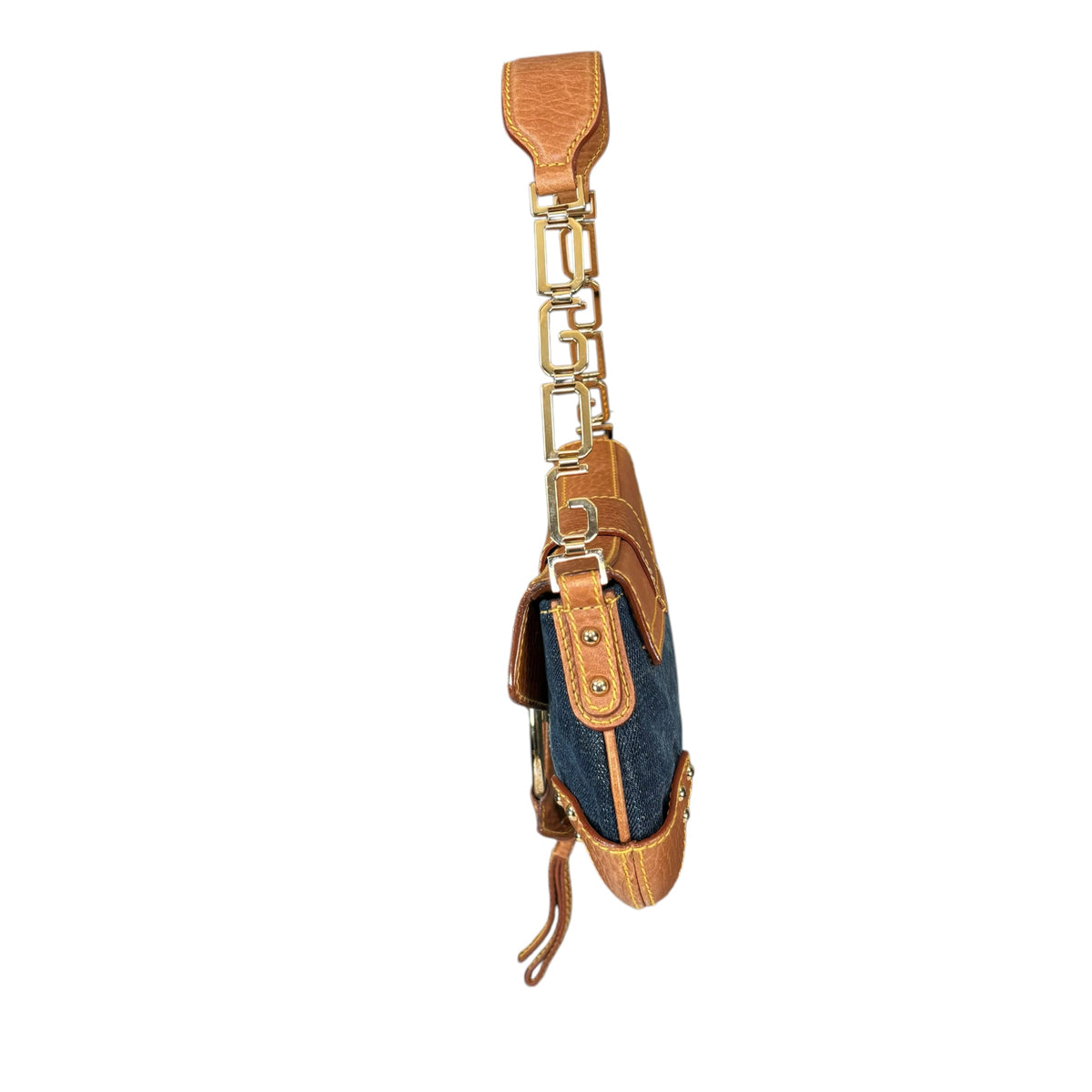 Dolce & Gabbana Y2K O-Ring Distressed Denim Gold Purse
