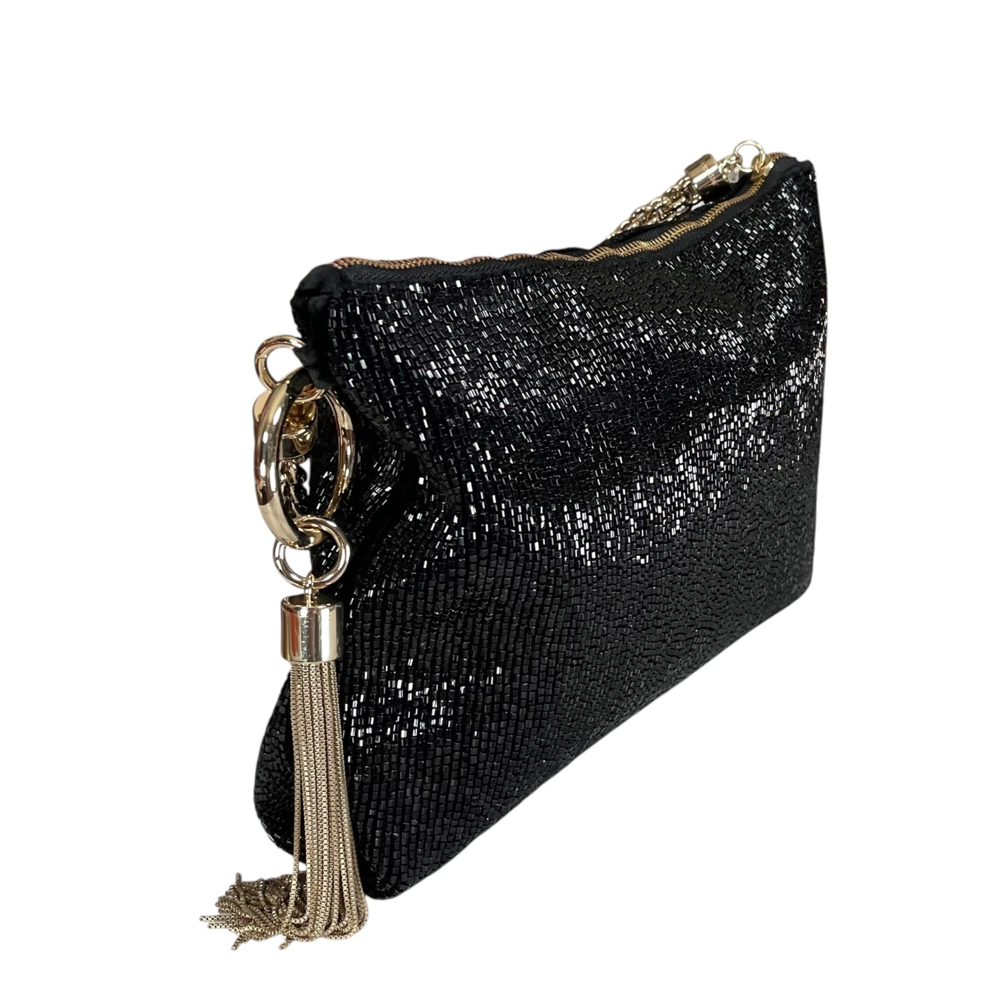 Jimmy Choo Callie I WANT CHOO Limited GHW Shoulder Black Beaded Clutch Purse