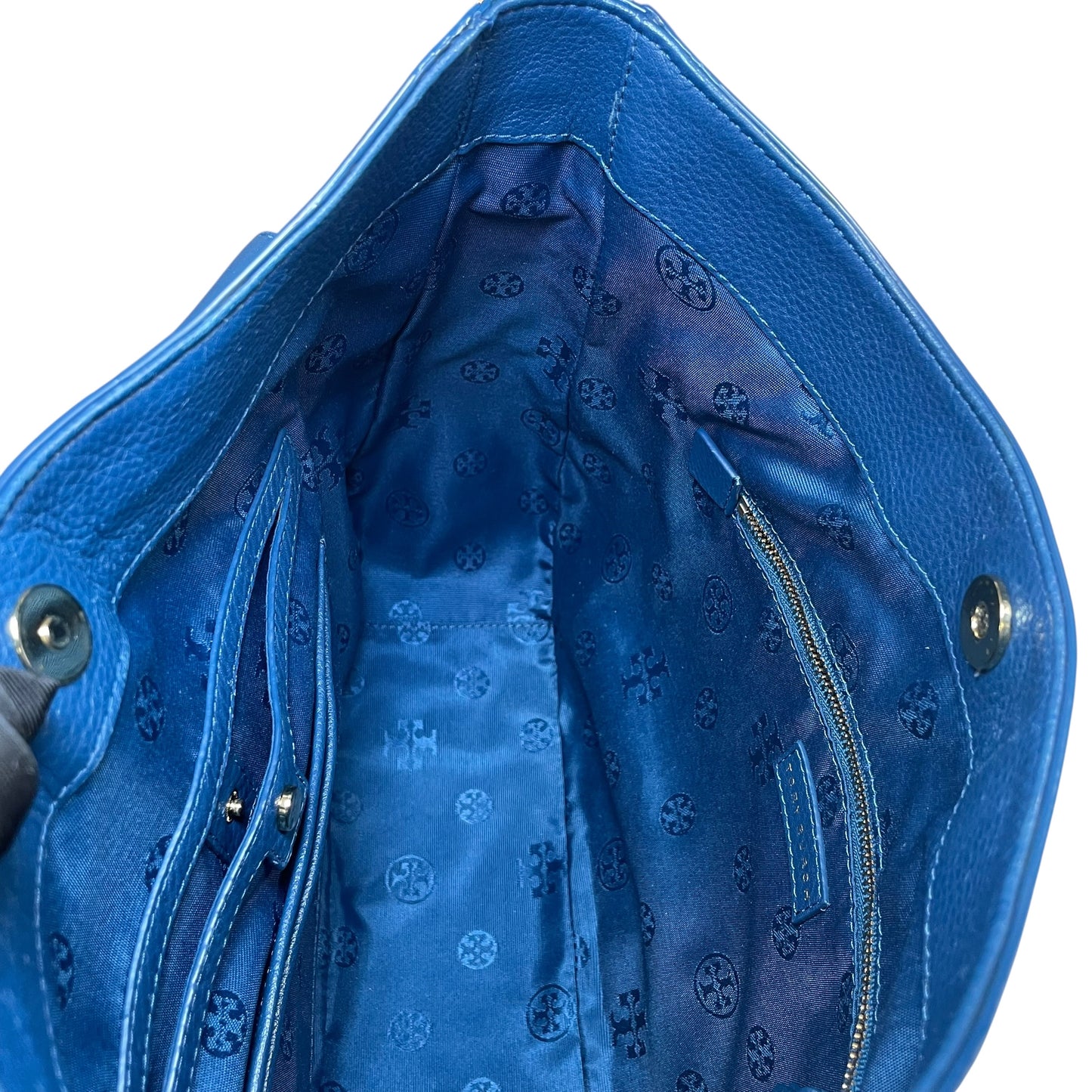 Tory Burch Mercer Blue Wave Leather GHW Hobo Shoulder Bag
