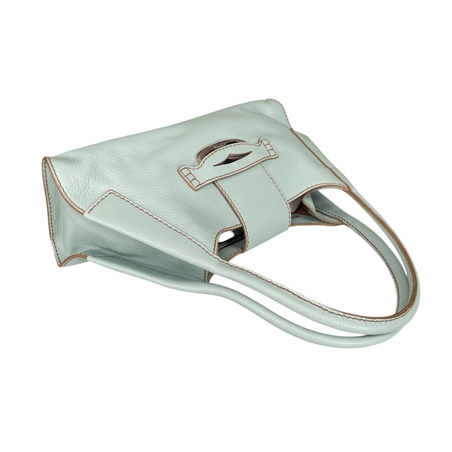 Tod’s D Bag Hobo Mint /Taupe Pebbled Leather SHW Shoulder Bag