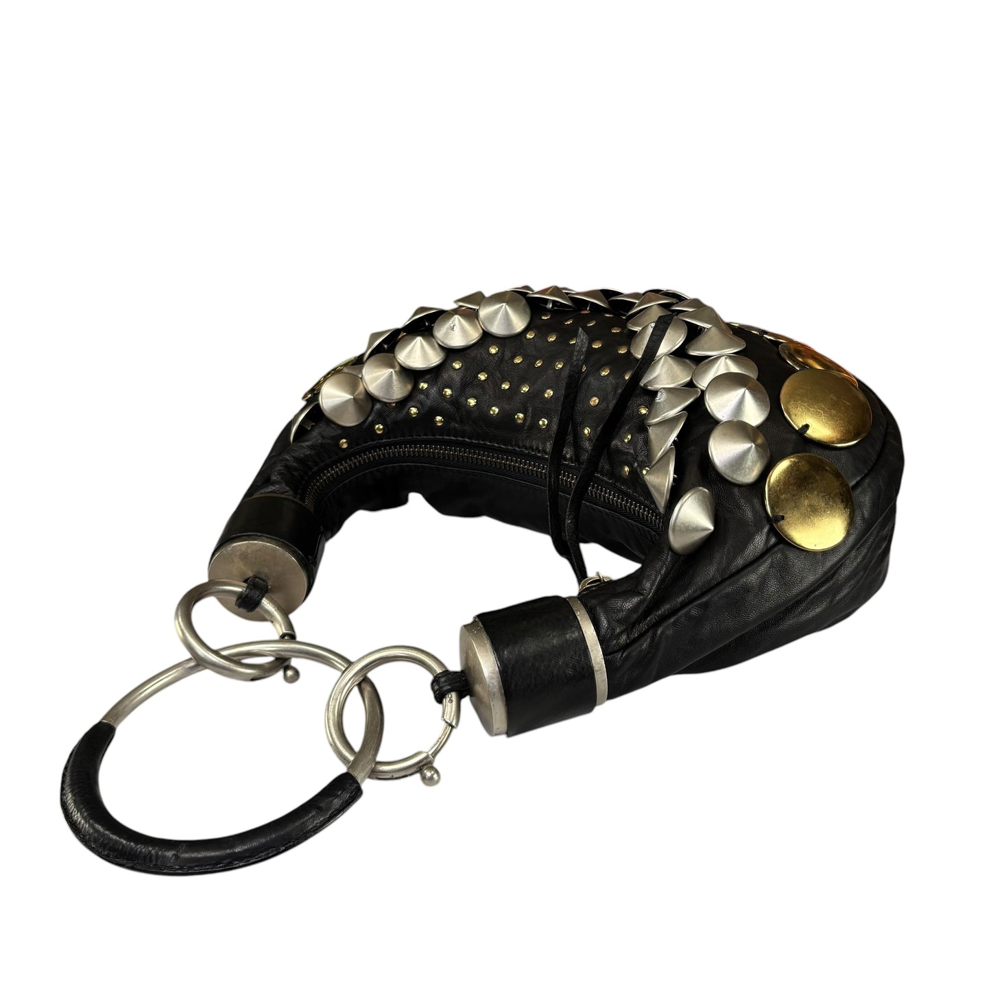 Chloe Y2K Aubrey Black Leather Med Hobo Stud Embellished Hobo