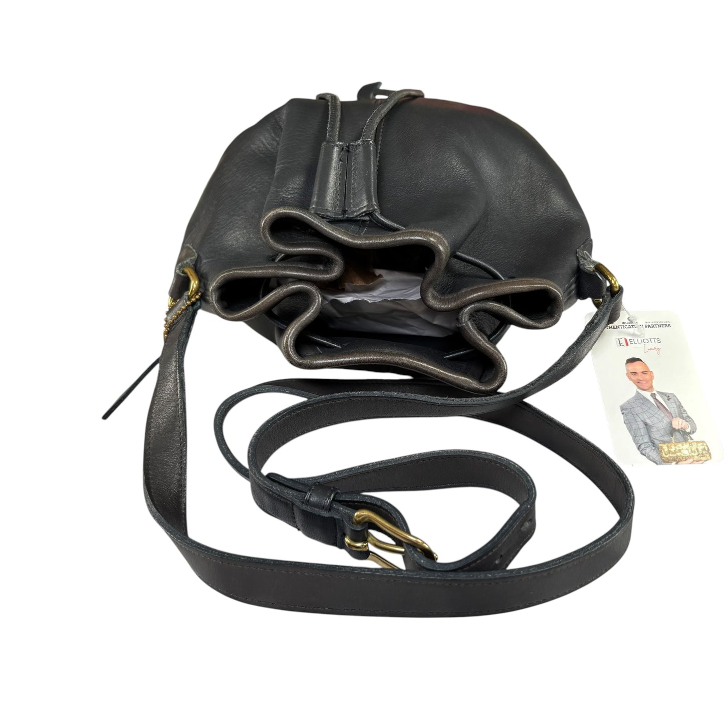 Coach Nicholas Grey Leather Bucket Drawstring Crossbody Bag
