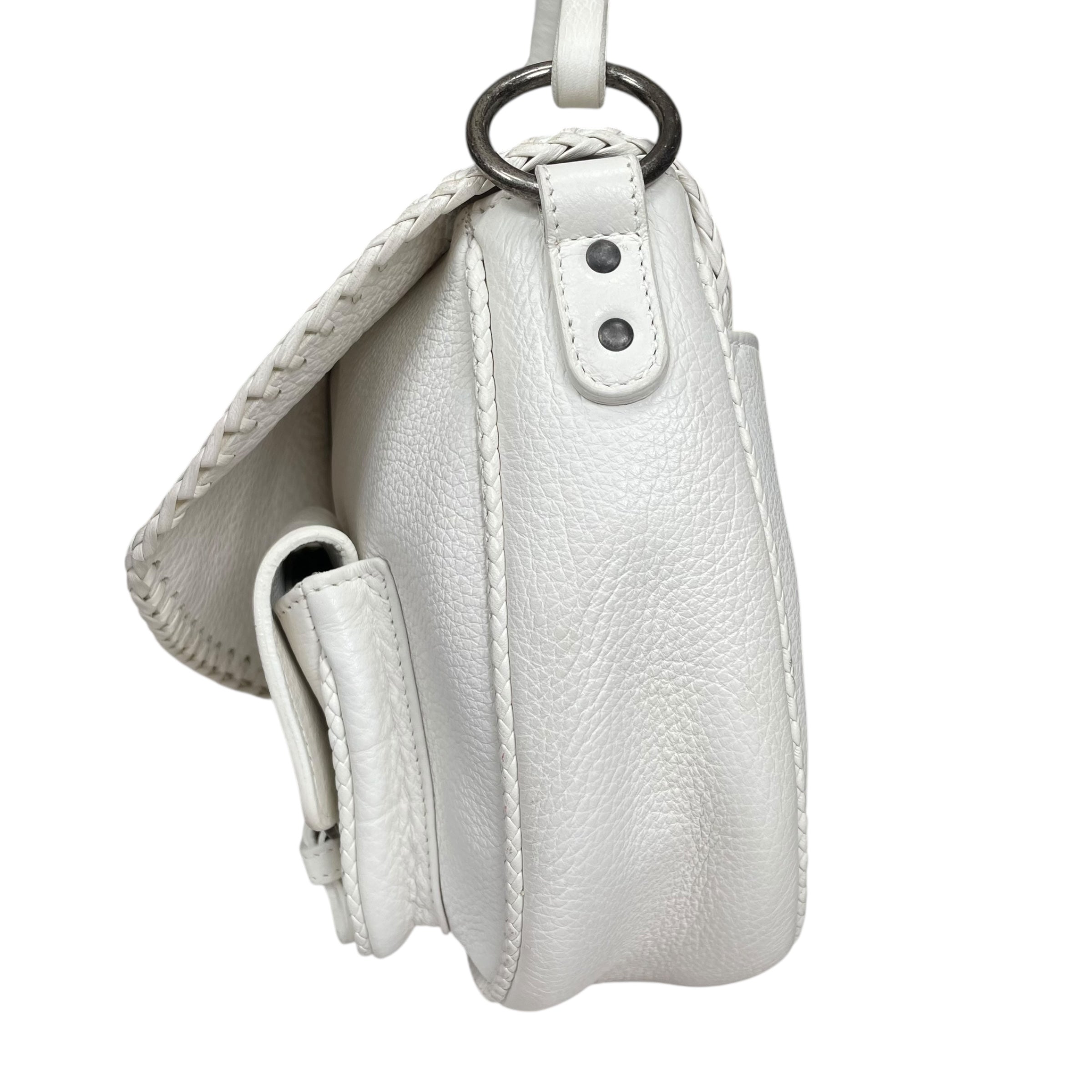 小物 diorhomme white stripe stall Christian Dior Gaucho White Leather Whip Stitch Single Saddle