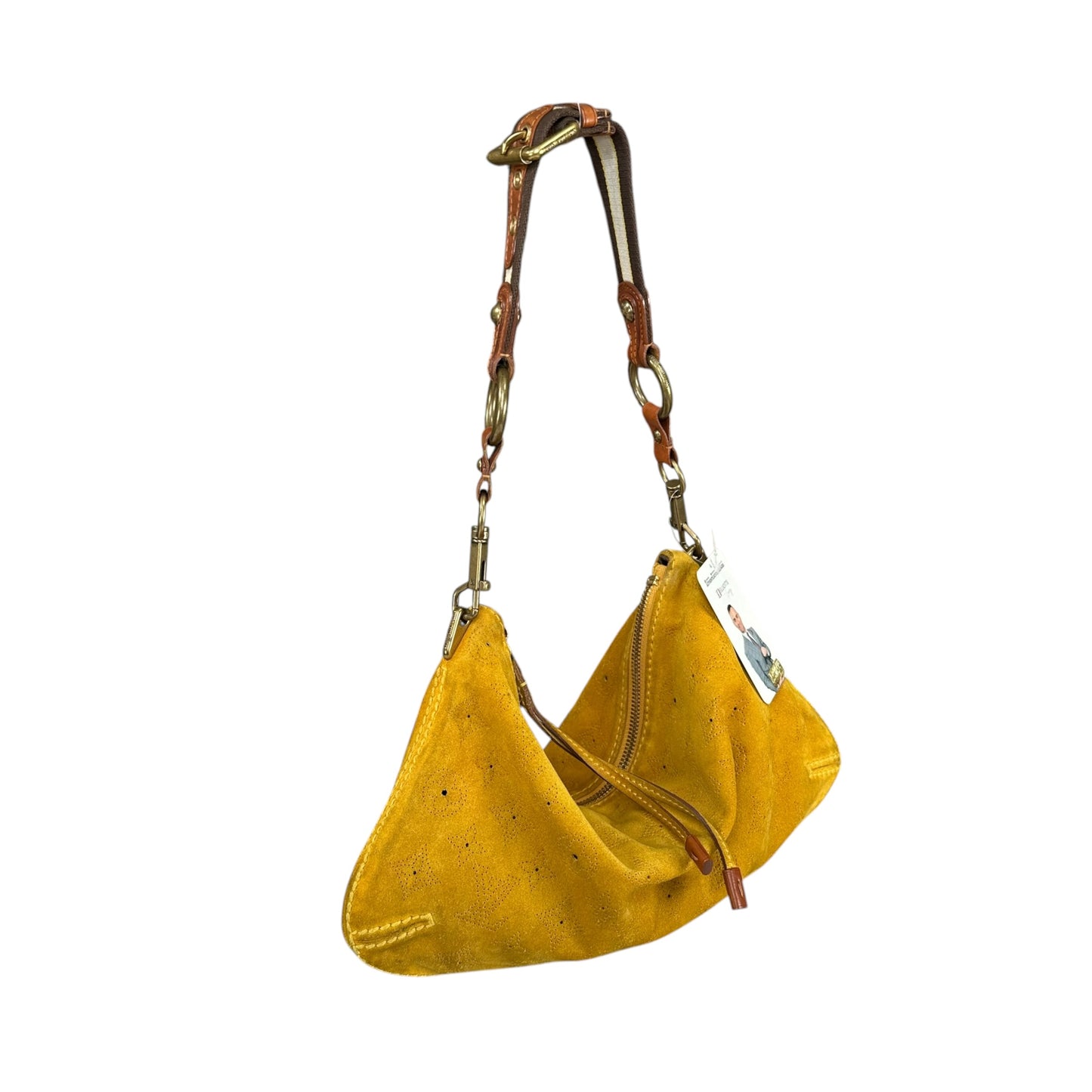 Louis Vuitton Limited Edition Suede Mahina Onatah PM Pouchette Yellow Mustard Shoulder Purse