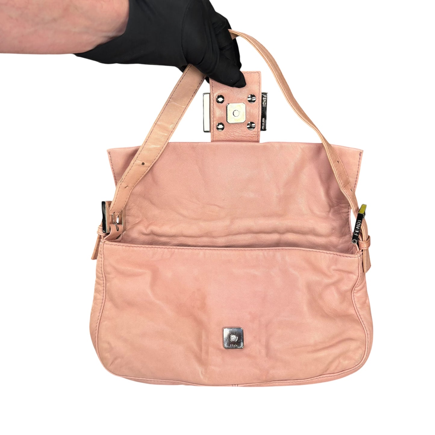 Fendi Y2K Baguette Classic Pink Lambskin SHW Yellow Shoulder Purse
