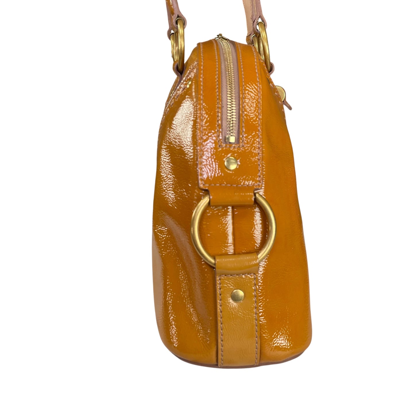YSL Saint Laurent Mustard Hombre Patent Leather Muse GHW Tote