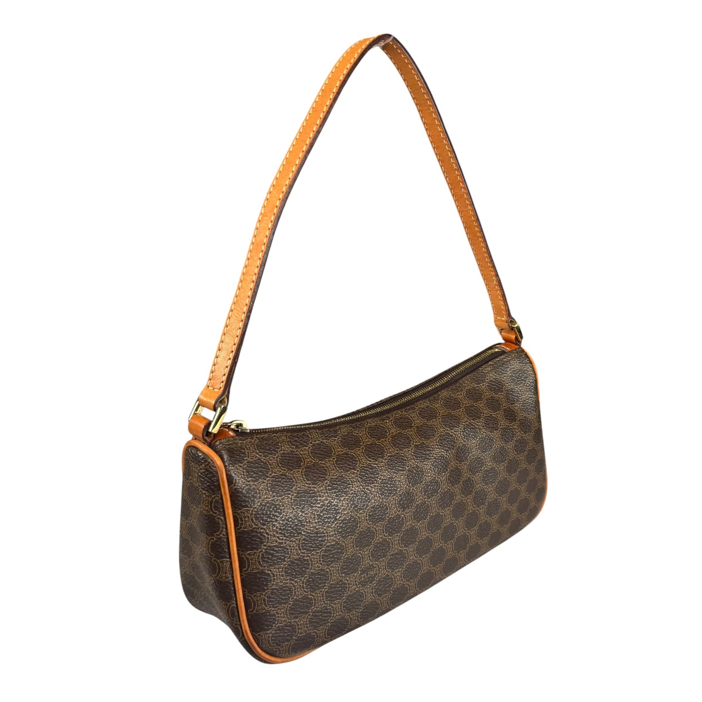 Celine Macadam Mono Baguette Canvas Leather Shoulder Purse