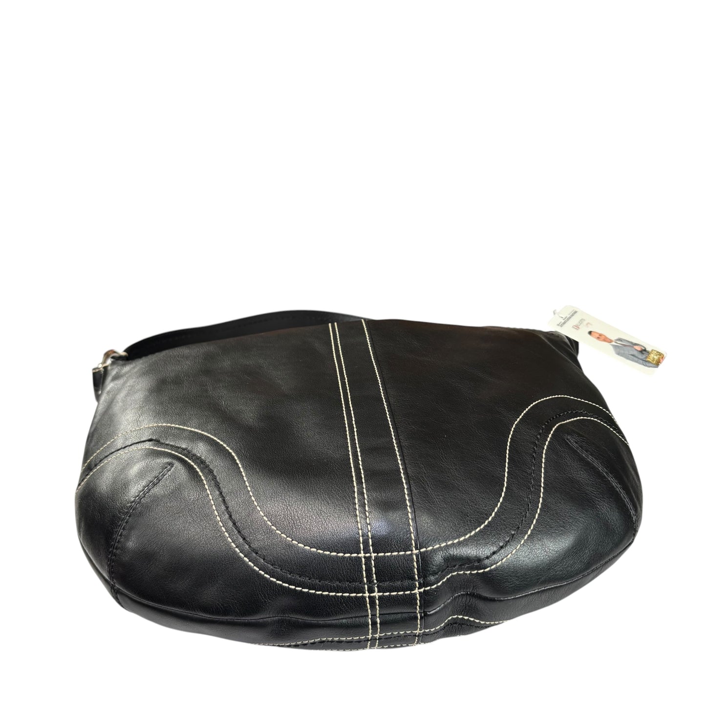 Coach SoHo Large Black Leather SHW Croissant Shoulder Hobo Purse