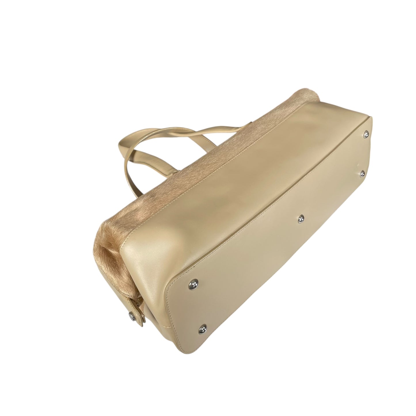 Furla Pony Hair Doctor Bag Tan Calf Hair Leather Satchel 17” Large Italy