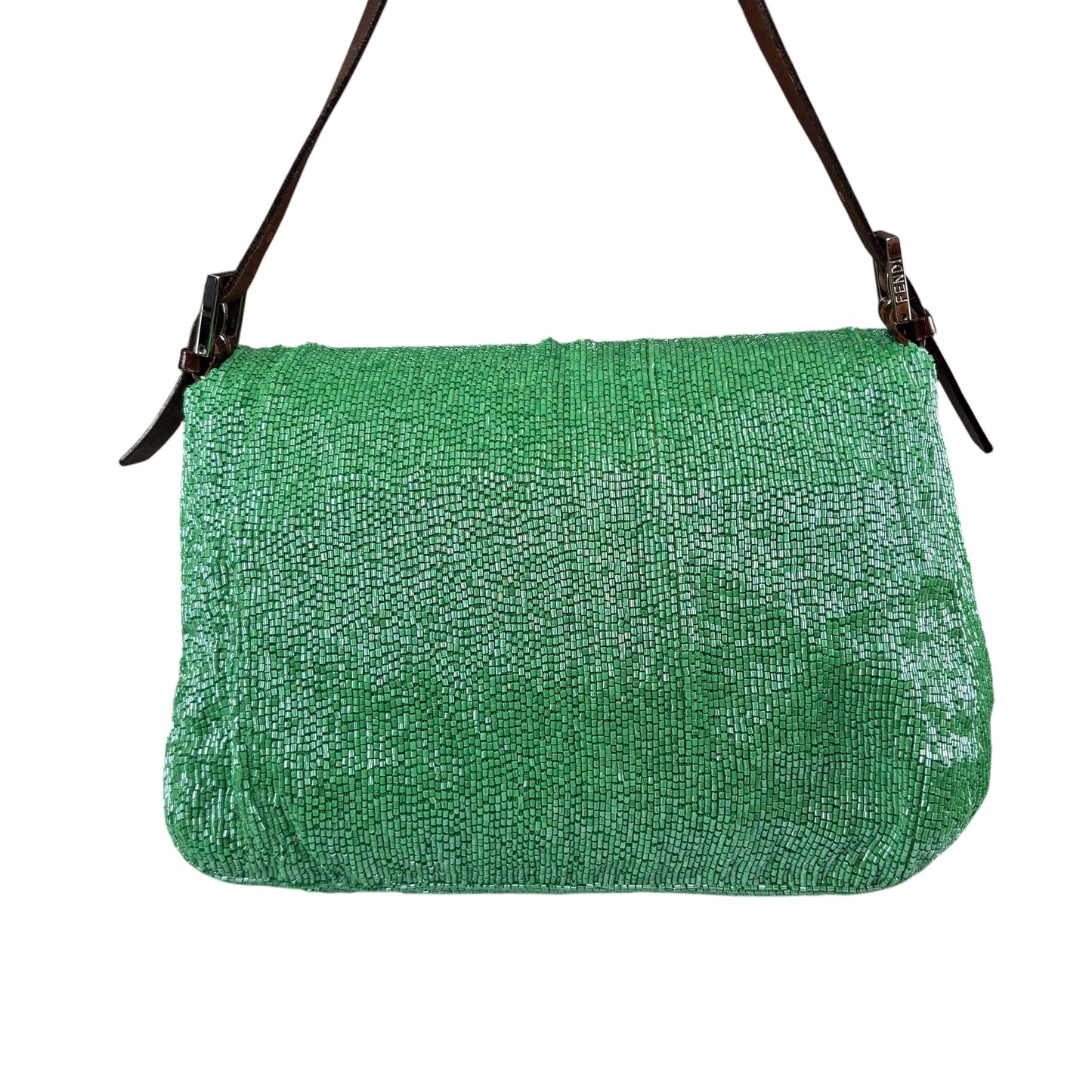 Fendi Y2K Mama Baguette Large Mint Beaded Shoulder Purse