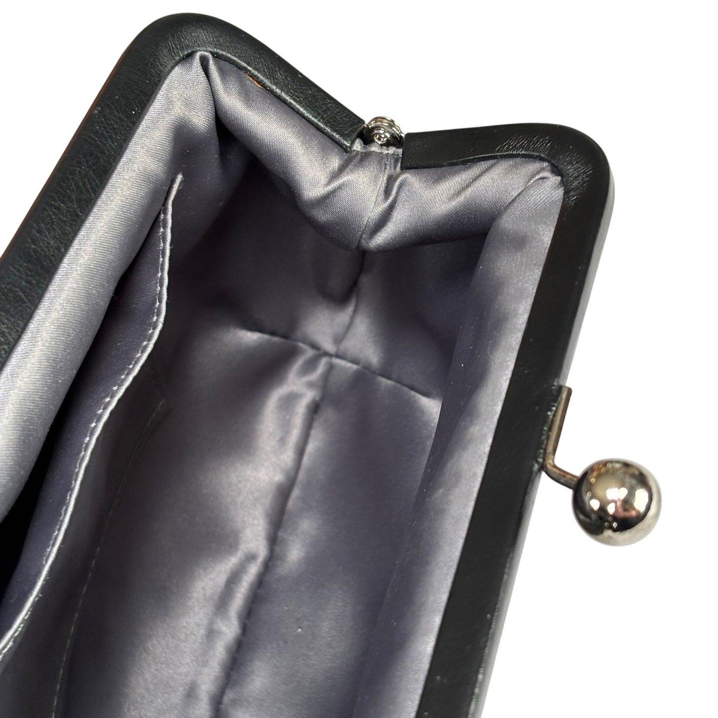 Coach Opti C Aubrey Sequin Black Leather  Kiss-Lock Closure Clutch