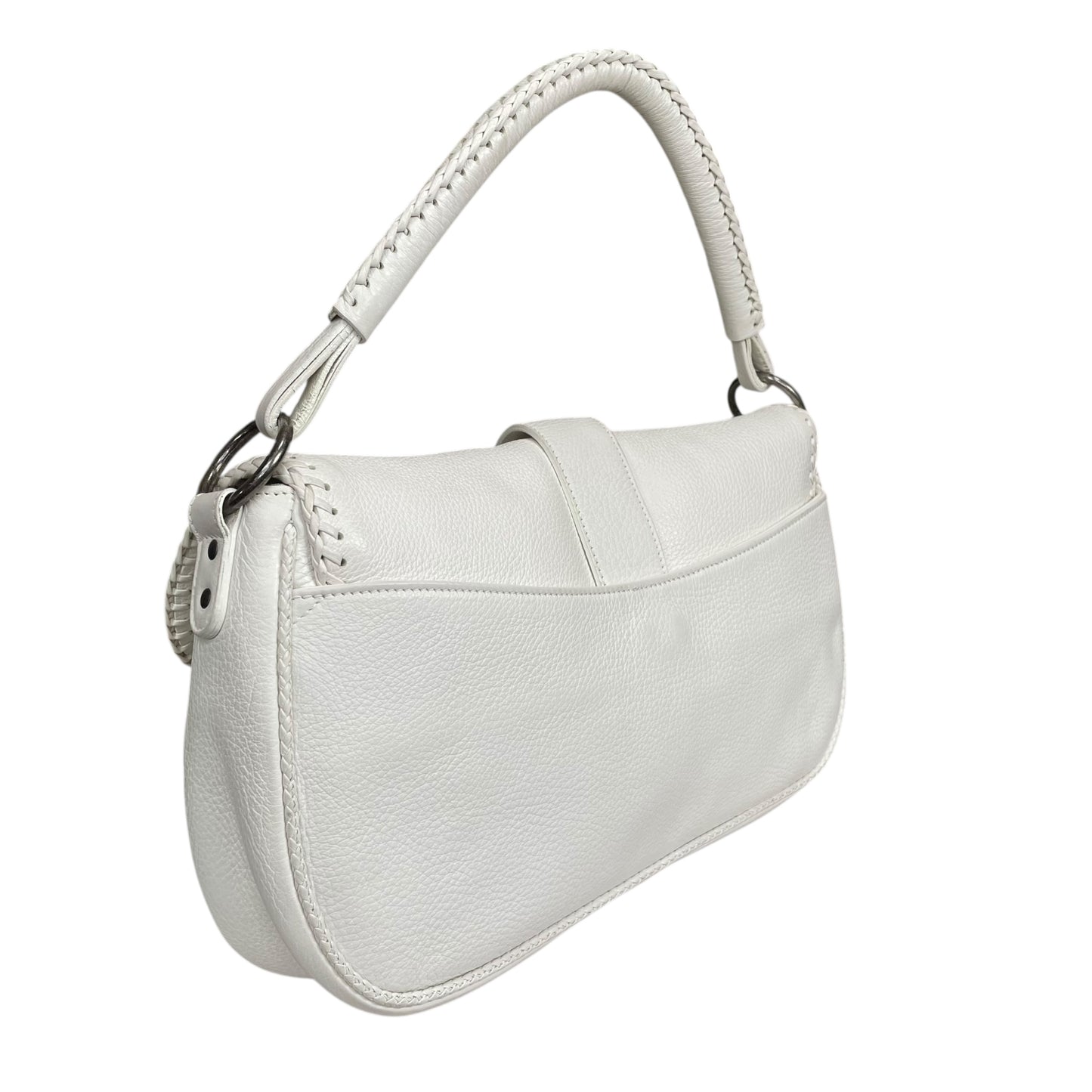Christian Dior White Gaucho Large Y2K Top Handle Single Flap Shoulder Purse