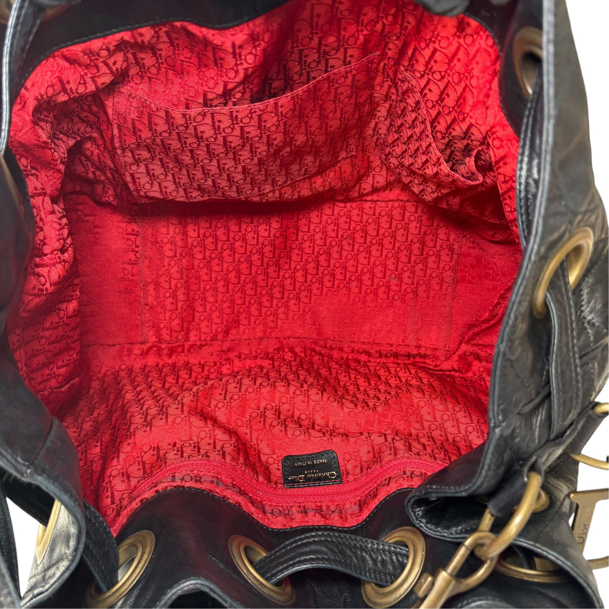 Christian Dior Lady Dior Cannage Lambskin XL Hobo Shoulder Purse