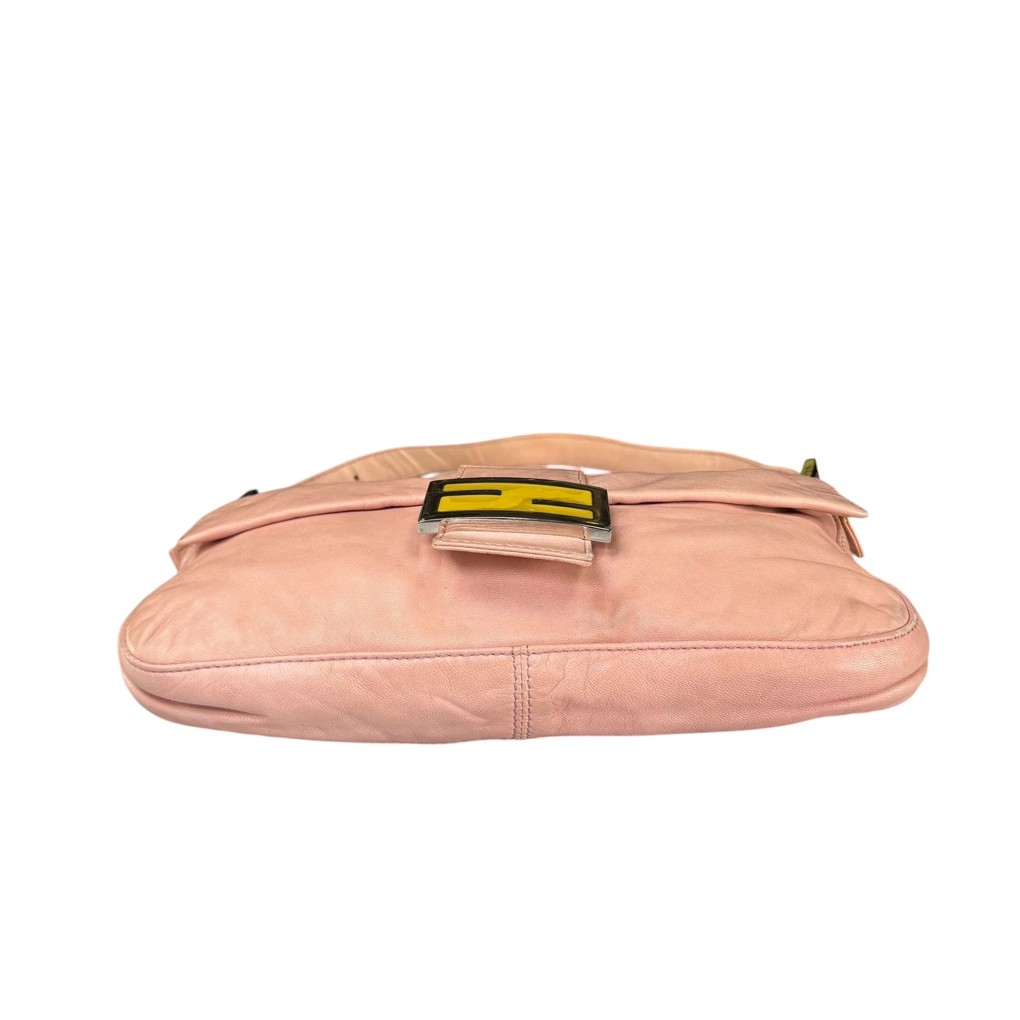 Fendi Y2K Baguette Classic Pink Lambskin SHW Yellow Shoulder Purse