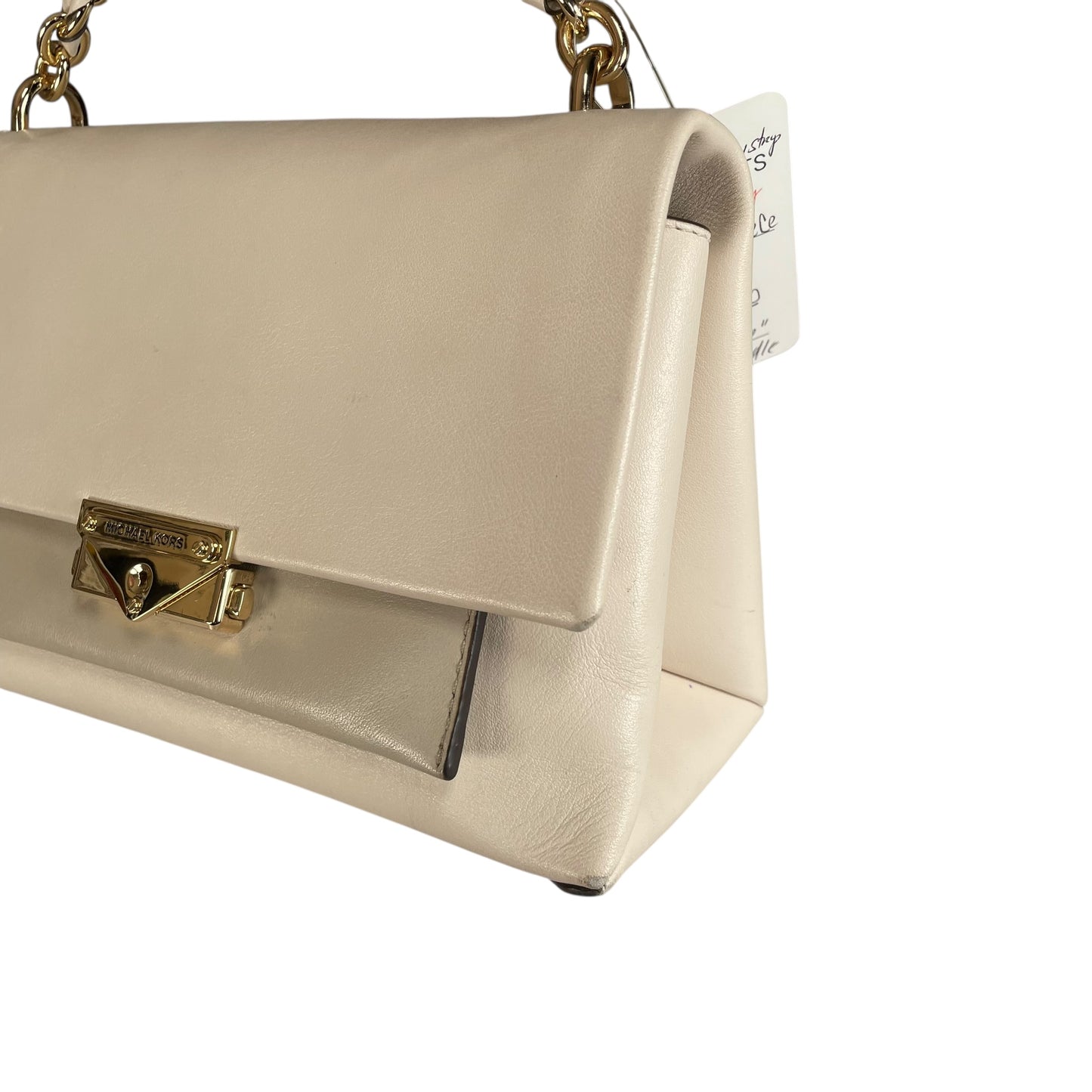 Michael Kors Cece Flap Chain Bag Cream Leather GHW 2-Way Top Handle