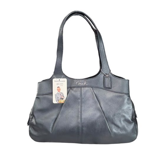 Coach Lexi SHW Metallic Grey Leather Large Shoulder Hobo Pursw