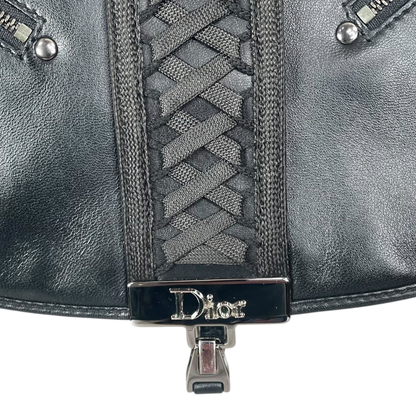 Christian Dior Admit It Corset Black Leather 2-Way SHW Shoulder Crossbody Purse