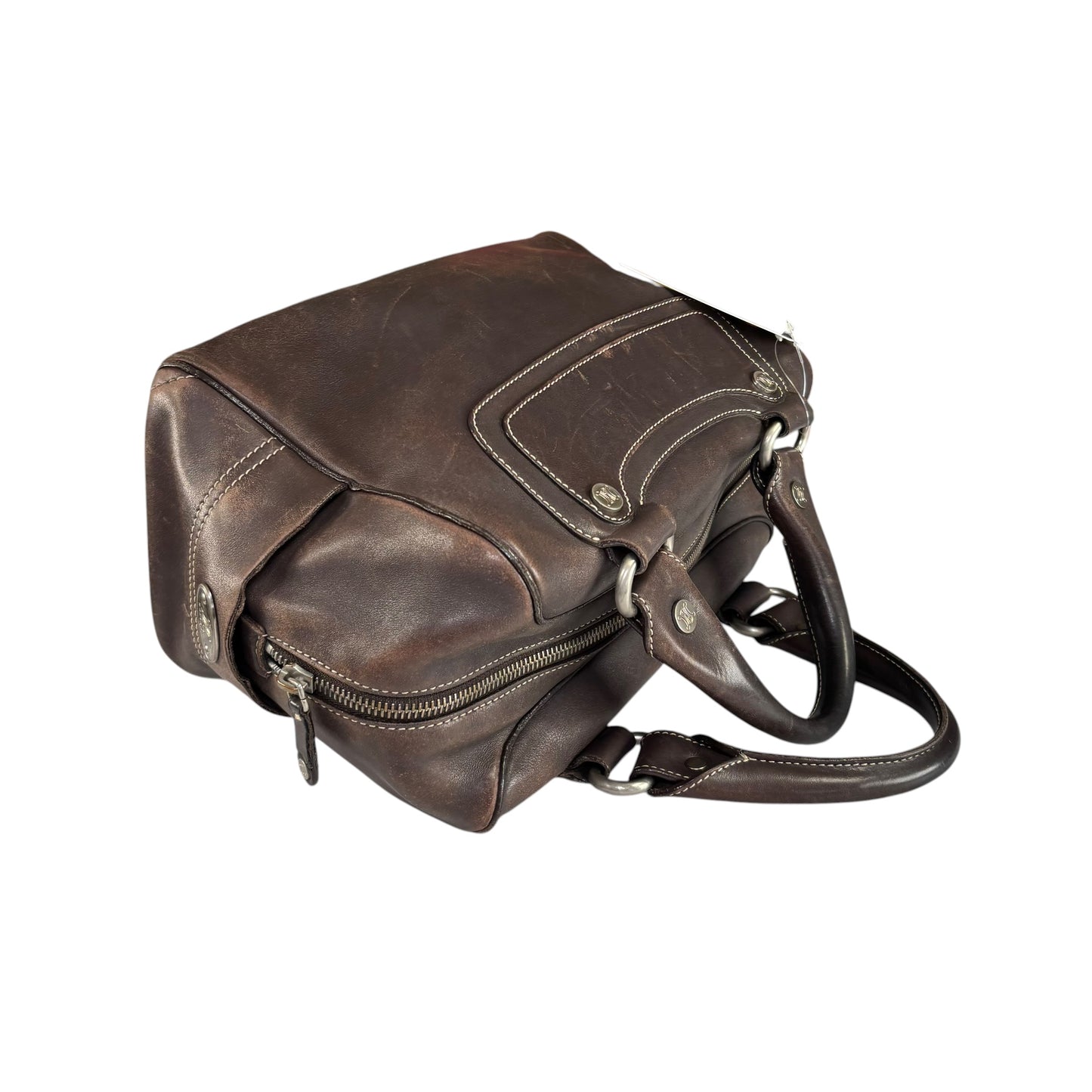 Celine Boogie Brown Leather SHW Boston Zip Bag