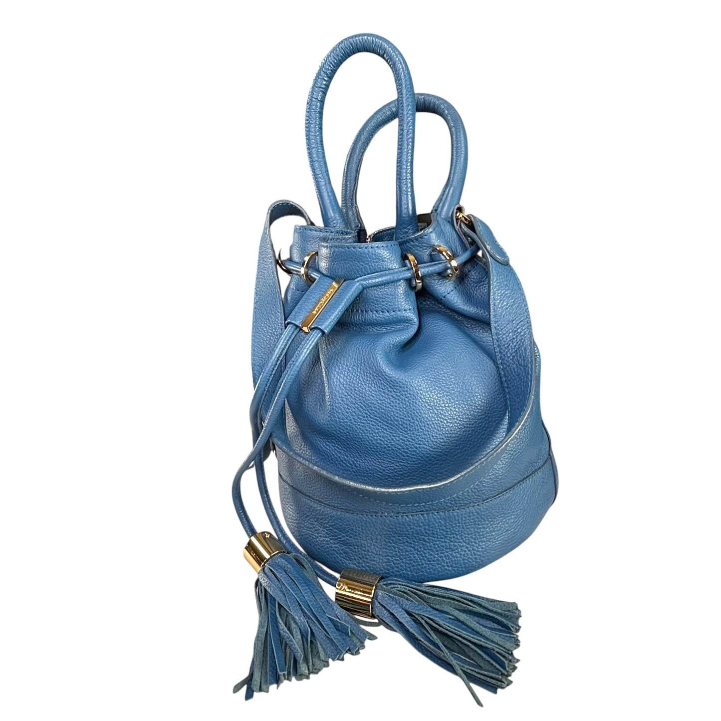 See By Chloe Blue 2-Way Leather GHW Drawstring Bucket Bag