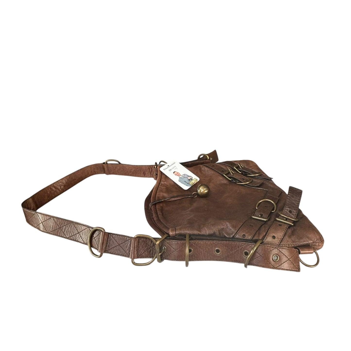 Givenchy Y2K Vouyou Classic Mahogany Brown Distressed Leather 2-Way Shoulder Crossbody Bag