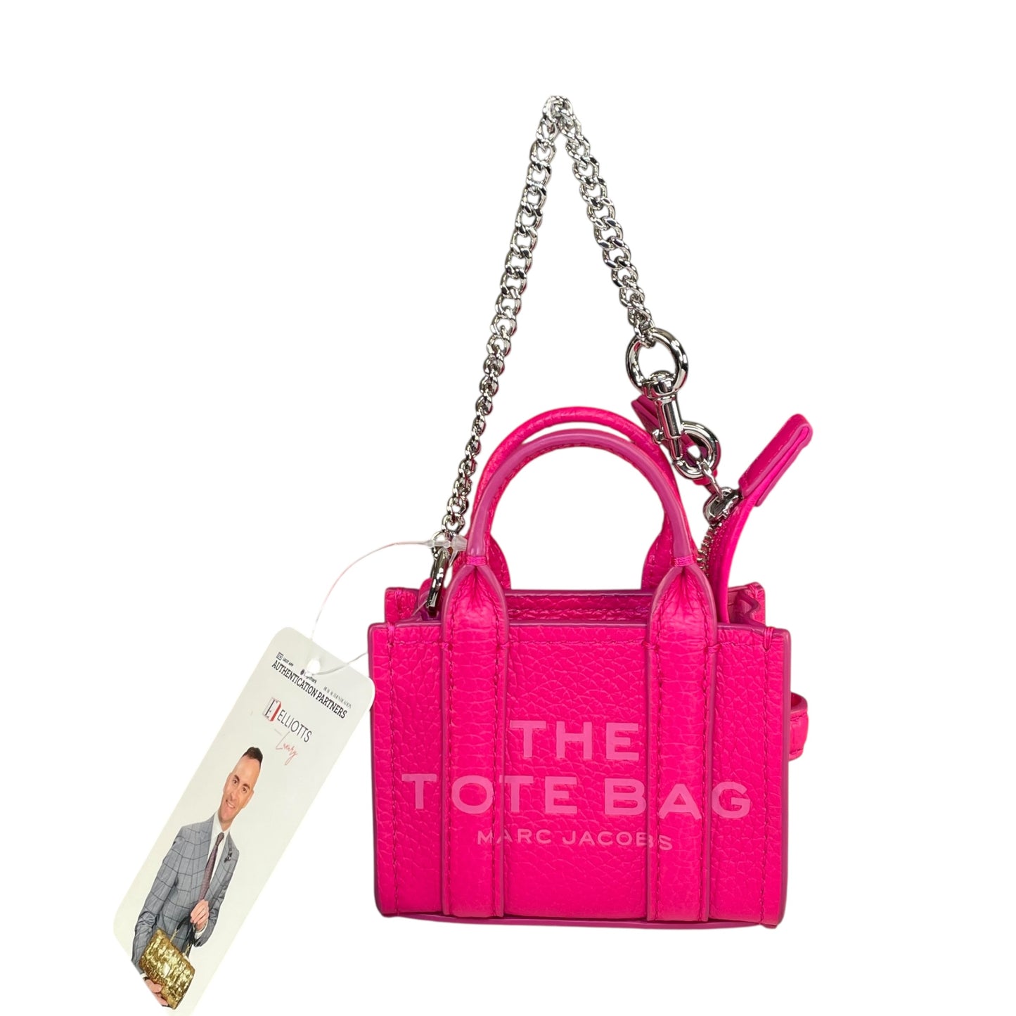 Marc Jacobs The Tote Bag Nano Leather Bag Charm / Keychain Pink Mini Tote