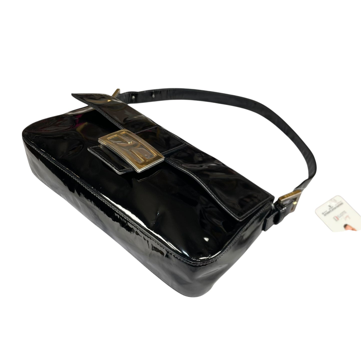 Fendi Baguette Black Patent Leather Two Tone HW Shoulder Purse