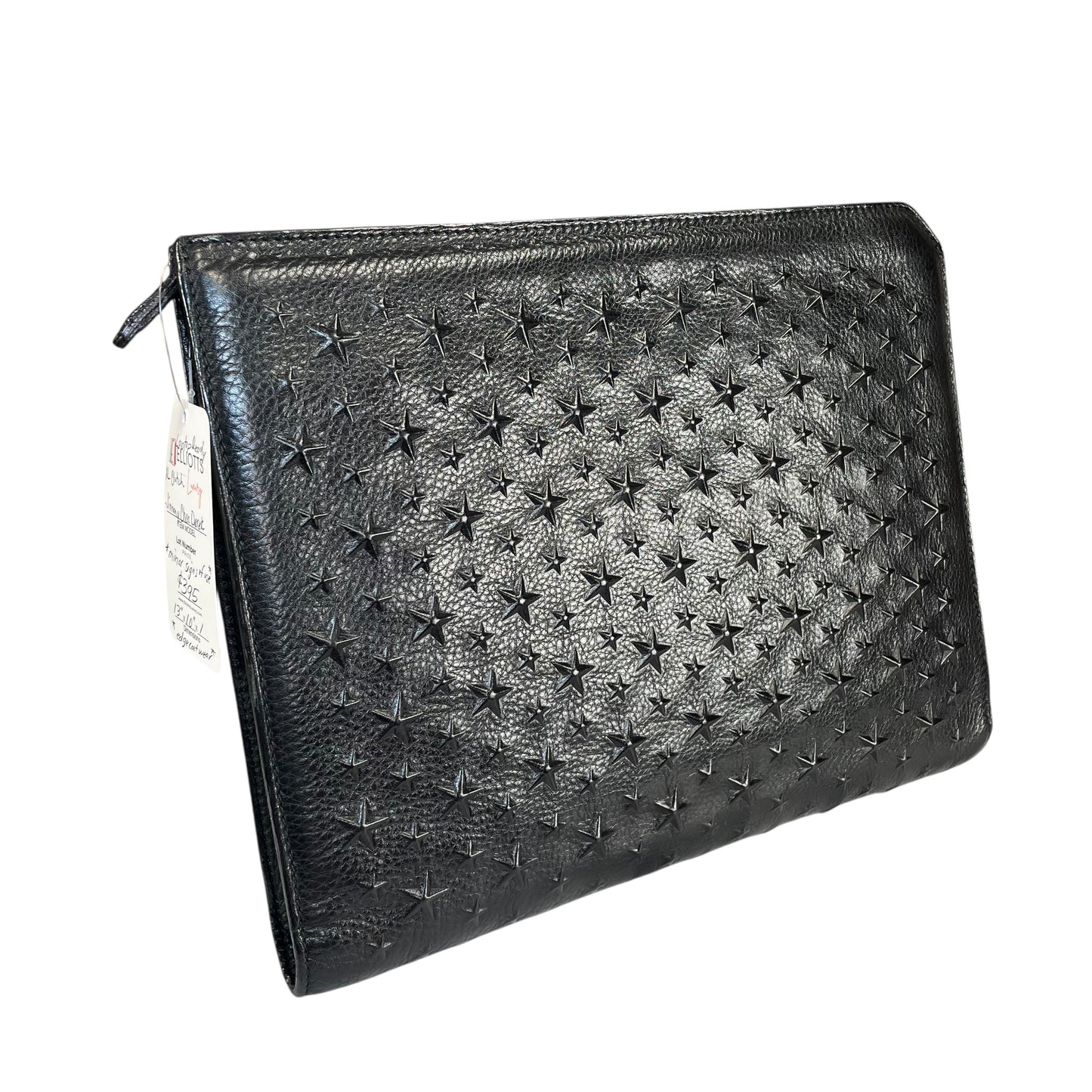 Jimmy Choo Derek XL Black Stars-All-Over Embossed Leather Portfolio iPad Sleeve