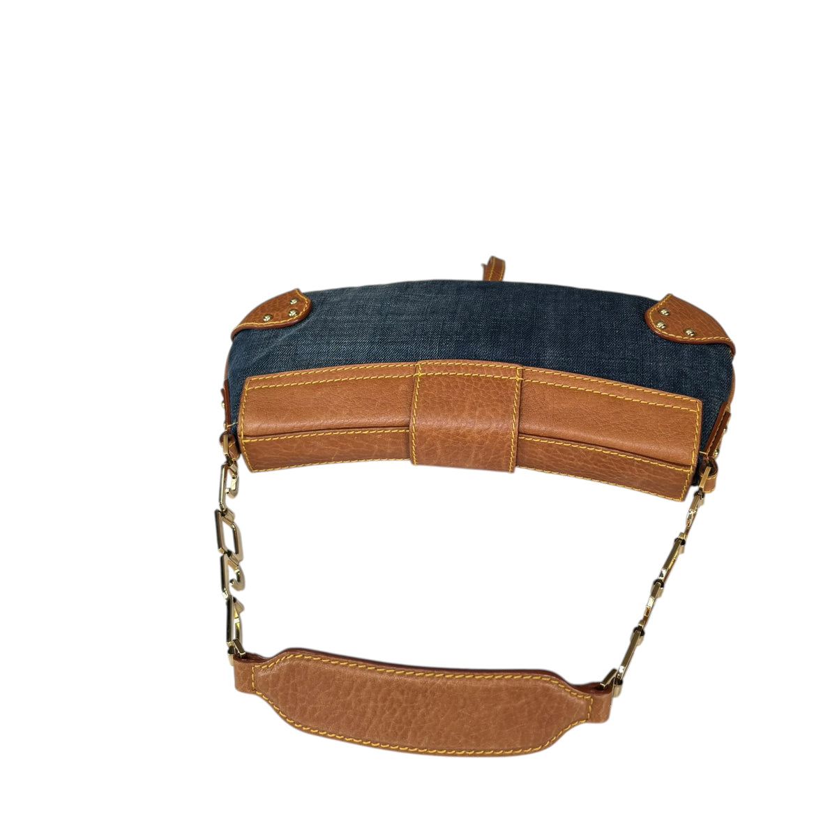 Dolce & Gabbana Y2K O-Ring Distressed Denim Gold Purse
