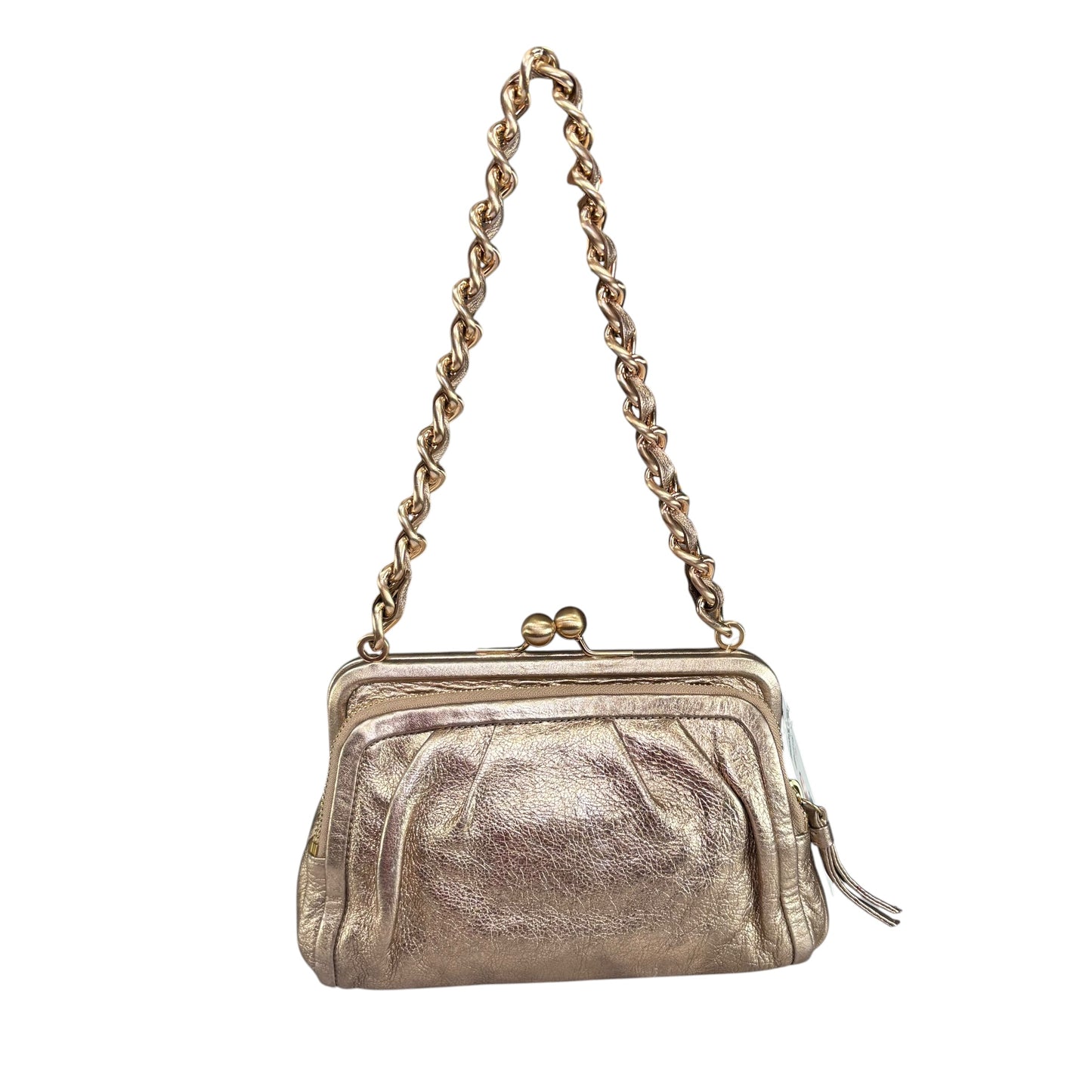Coach Y2K Parker Rose Gold Metallic Leather Kiss-Lock Shoulder Purse