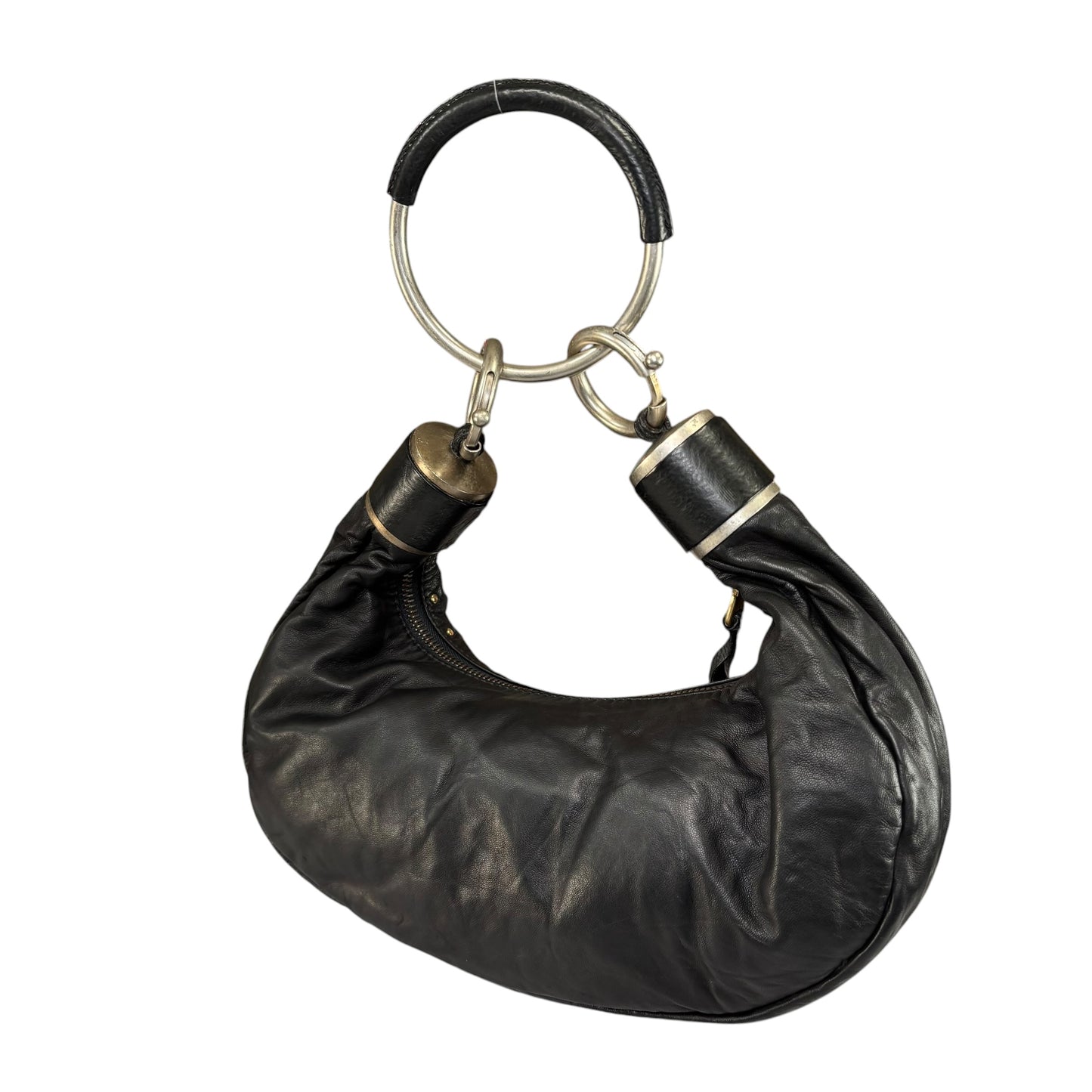 Chloe Y2K Aubrey Black Leather Med Hobo Stud Embellished Hobo