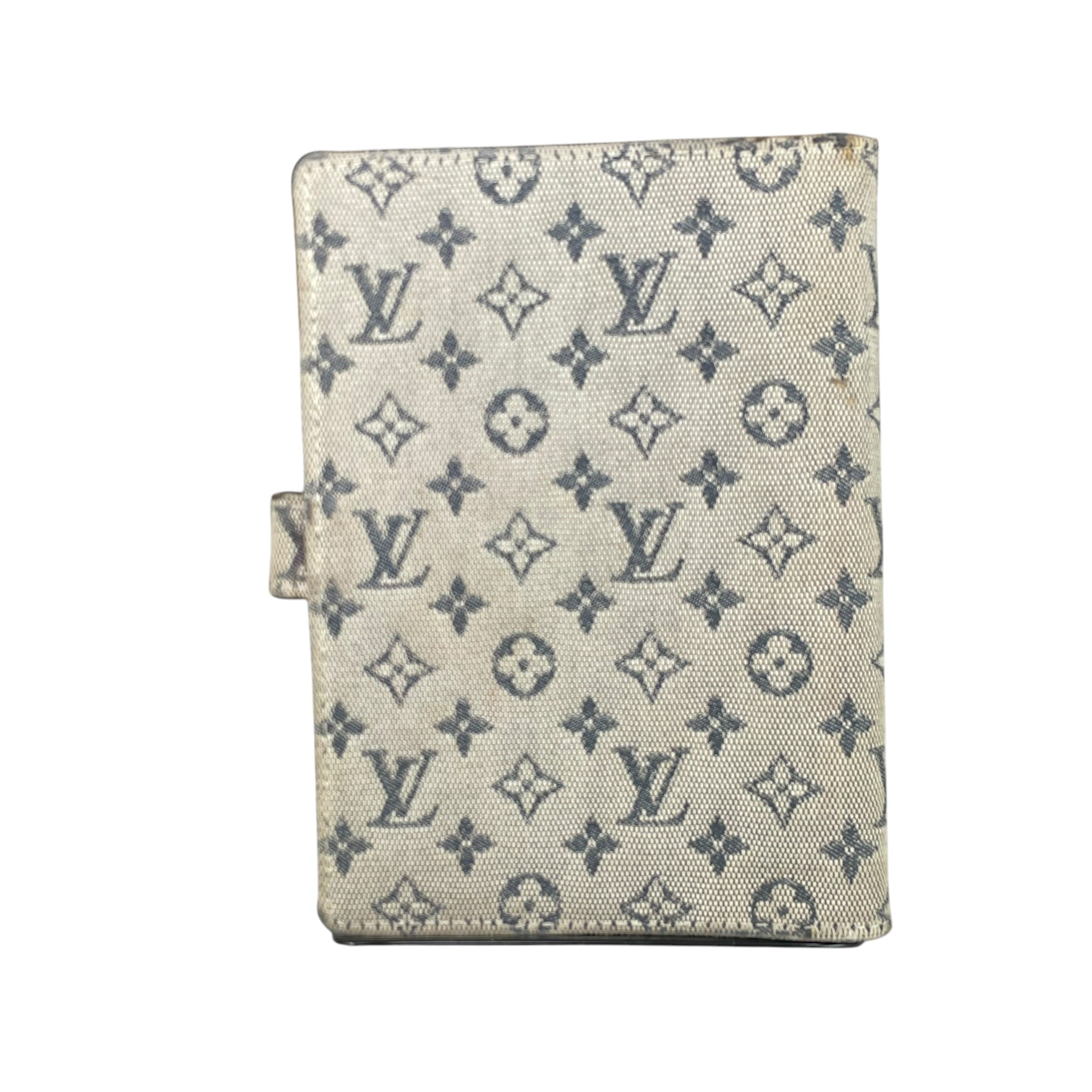 Louis Vuitton Mini Lin Agenda PM Navy Blue Canvas Small Ring