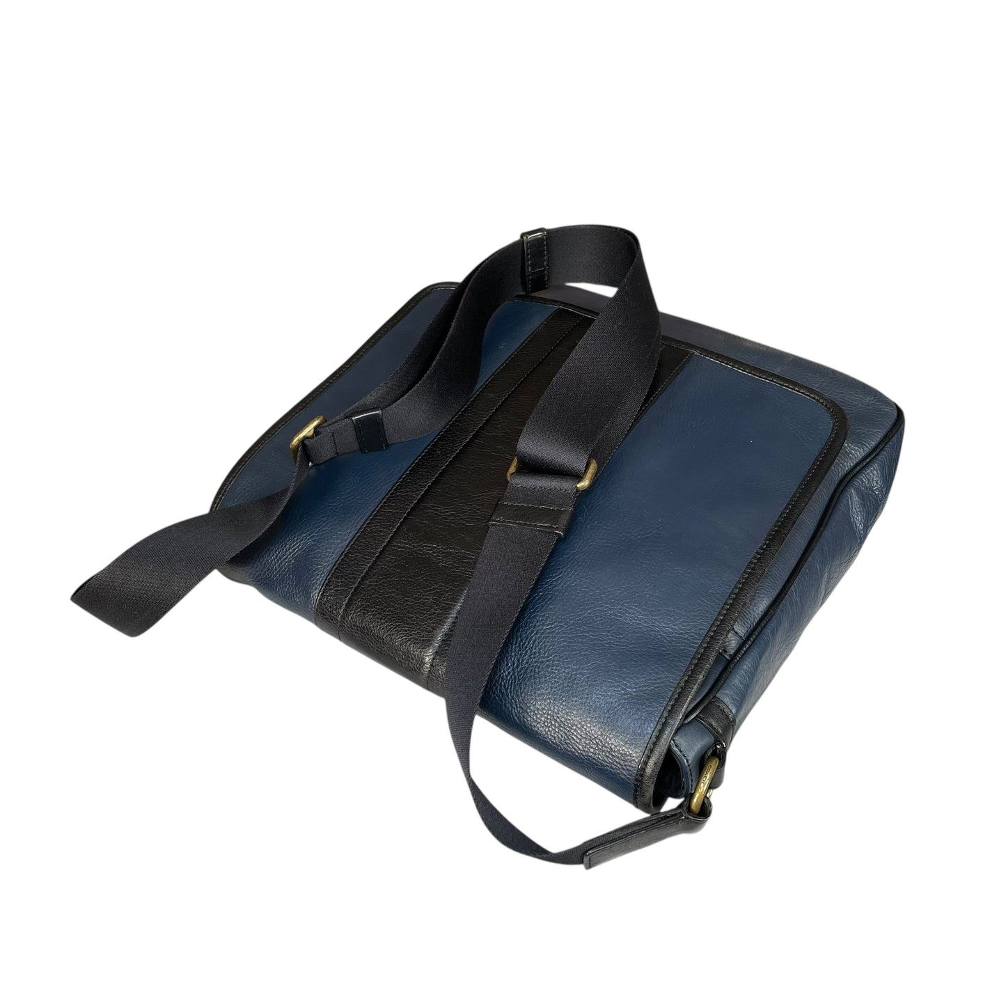 Coach Heritage Map Bombe Leather Messenger Bag Navy Black Crossbody Work Bag