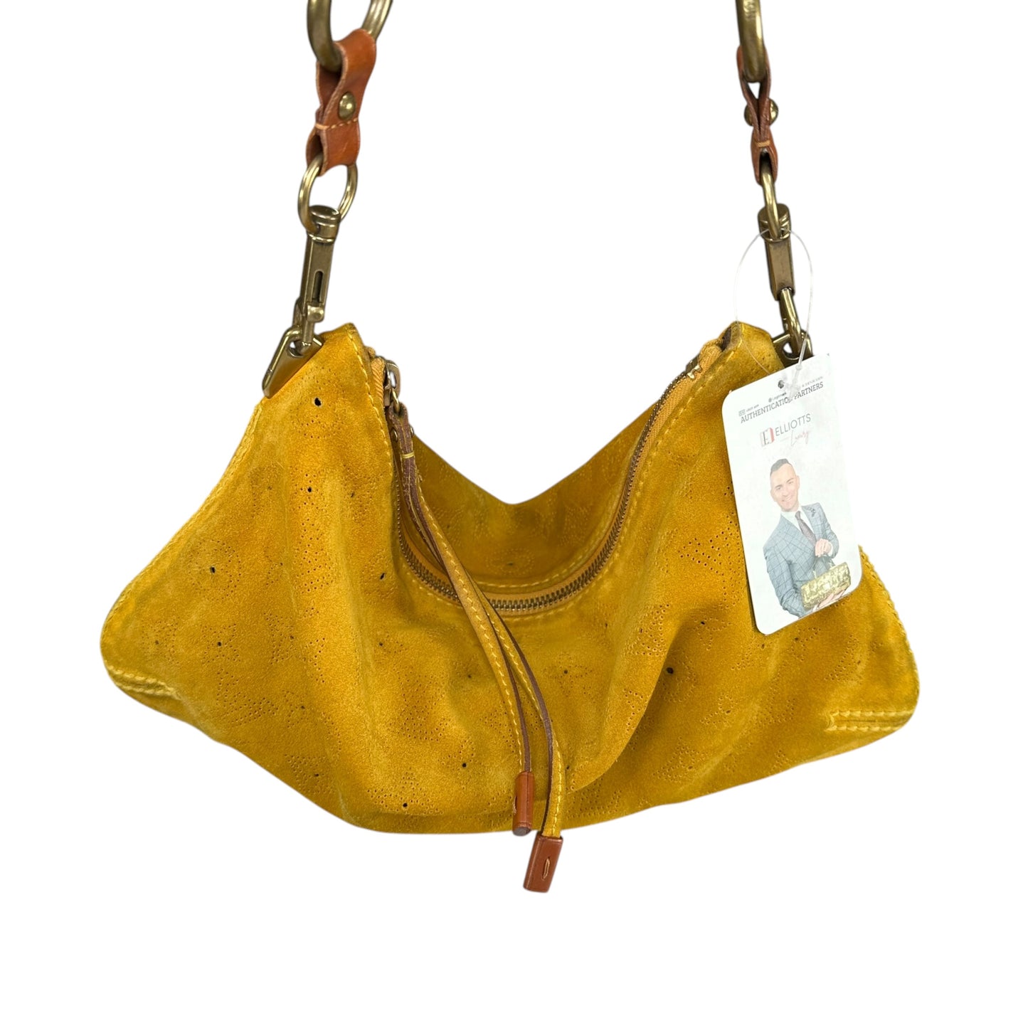 Louis Vuitton Limited Edition Suede Mahina Onatah PM Pouchette Yellow Mustard Shoulder Purse