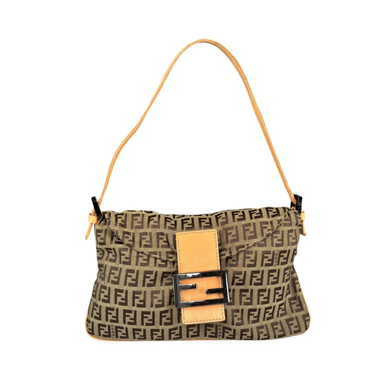 Fendi Y2K Slim Mama Baguette Tan Gunmetal Purse